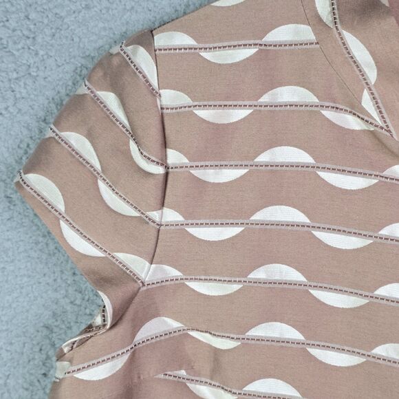 Worth Jacquard Open Front Short Sleeve Structured Jacket Tan Cream 12 Minimalist - Picture 7 of 13